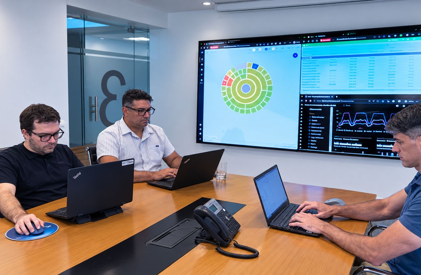 Equipo técnico de Instalnet en la mesa de operación